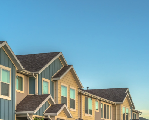 Skyline view of houses for sale
